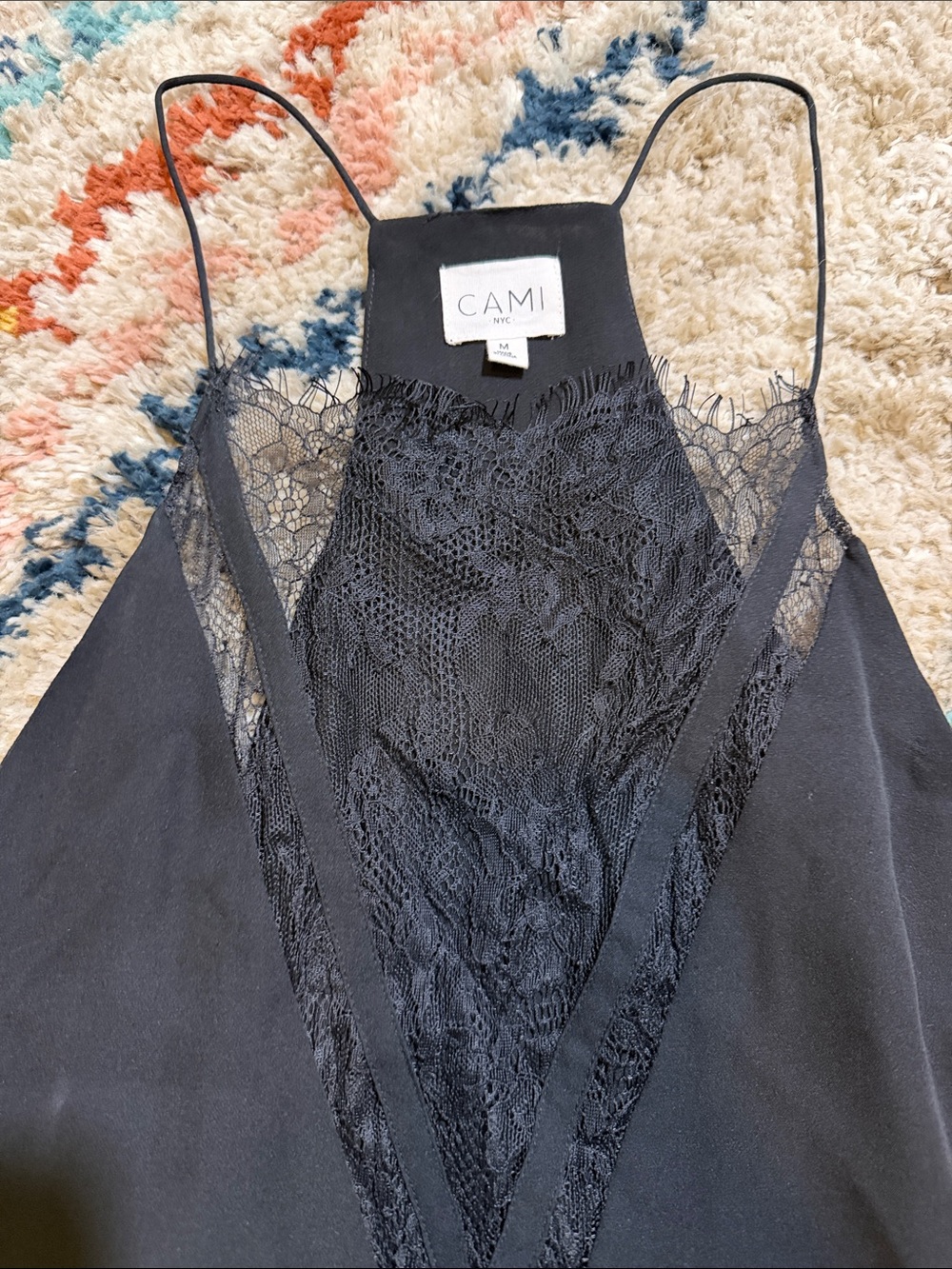 Cami Black Lace V-Neck Slip Cami - Picture 2 of 2